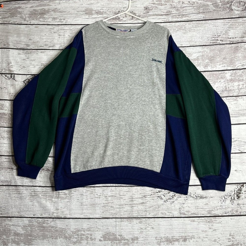 Vintage Spalding Athletic Pullover Sweatshirt Men’s L‎ Acrylic Colorblock